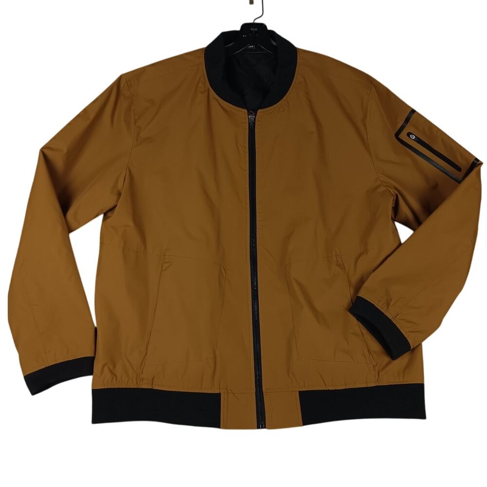 MSX Michael‎ Strahan Windbreaker Bomber Jacket Mens XXL Saddle Brown Casual Zip